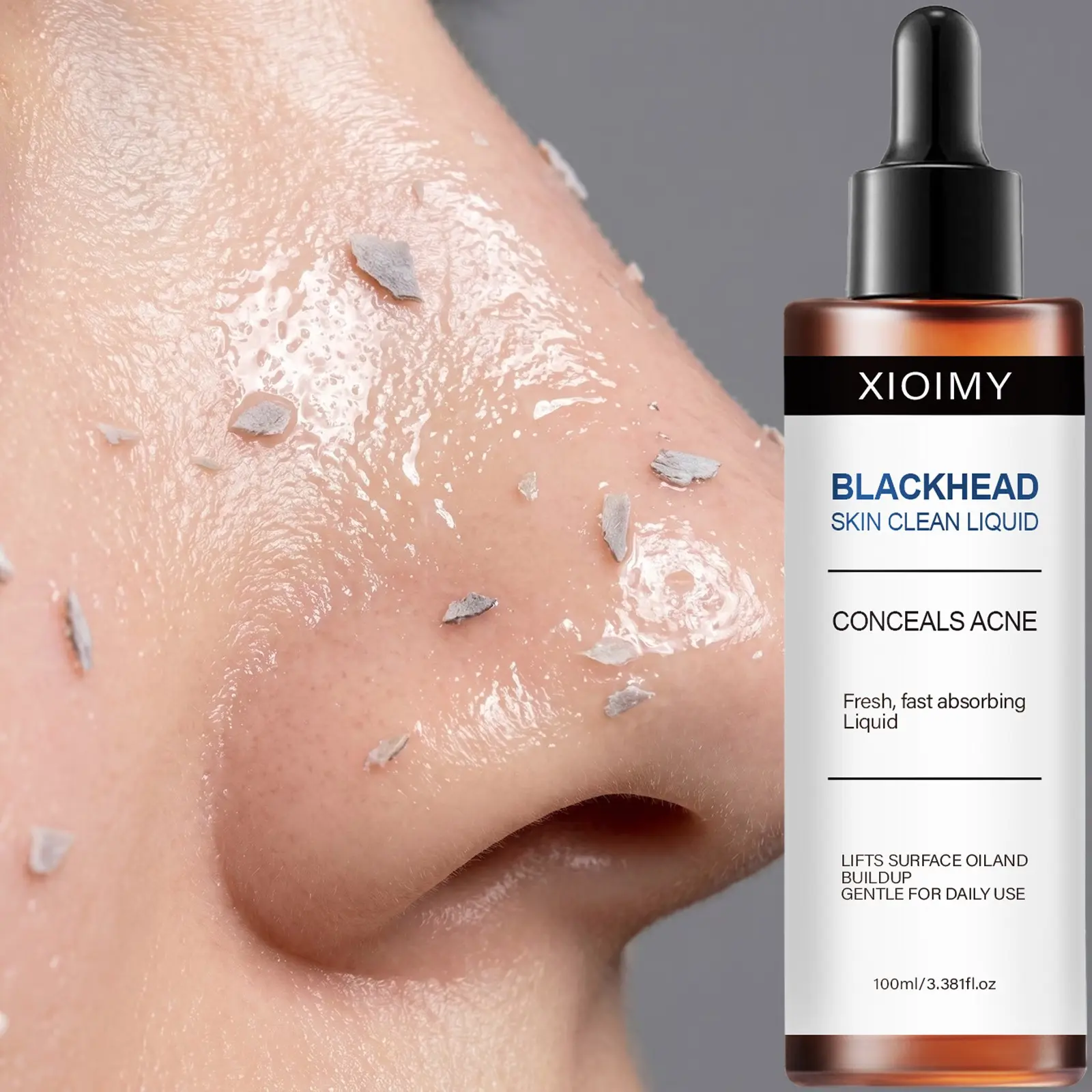 100ML Blackhead Skin Clean Liquid Cleanser, Gentle Exfoliating Cleanser, Facial Cleansing, Deep Cleansing, Gentle & Non-Irritating, Moisturizing, Brightening, for Face, Neck, Arms, Body, Moisturizing Facial Cleansers
