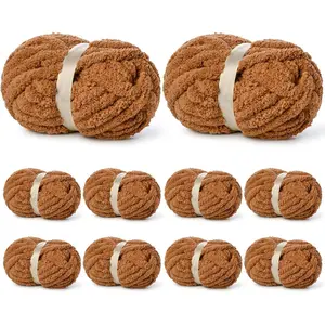 10 Pack of Light Coffee Soft Chunky Yarn for Hand,Thick Blanket Yarn for Crocheting,#10 Super Bulky Yarns, 220yds/70.5oz Chunky Yarns for Crocheting.