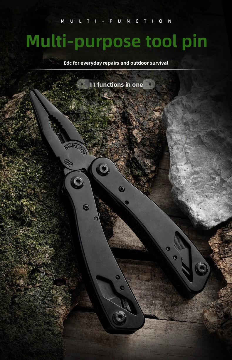Multi - Function Stainless Steel Black Oxide Folding Pliers Screwdriver Set Telescopic Outdoor Emergency Tool