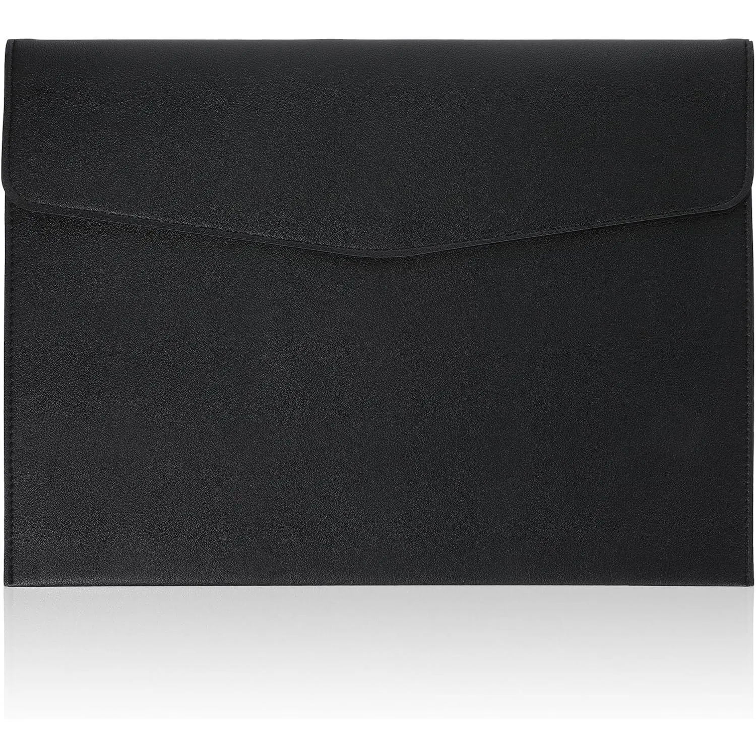 PU Leather A4 File Document Holder, A4 File Folder  Portfolio Envelope Folder Case with Snap Button Closure for Letter Size, Travel, Resume, Black