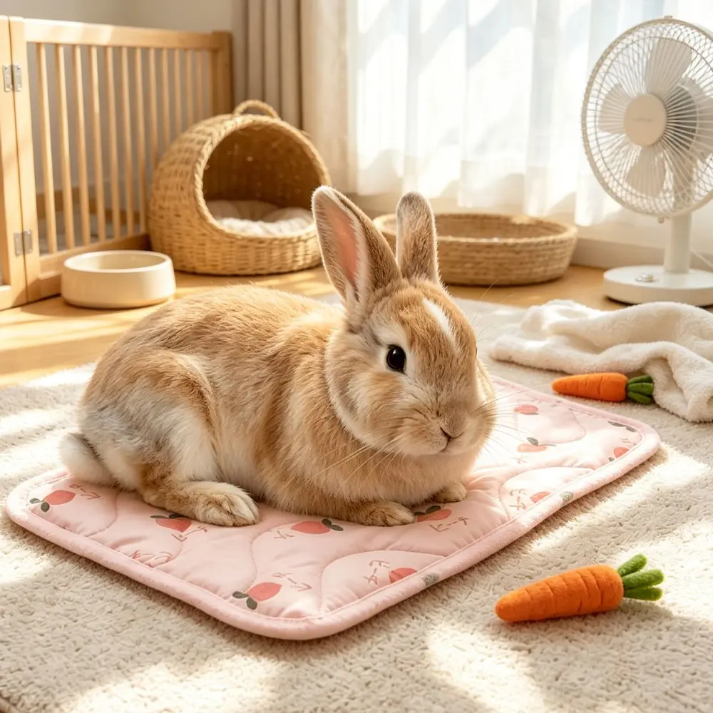 1PC Cute Fruit Print Small Pet Cooling Mat Summer Cooling Pad for for Small Animals, Cats, Puppies, Rabbits, Breathable Ice Silk Non-Slip Washable Pet Bed Cushion, Hot Weather Essentials, Indoor Outdoor Kennel Mat