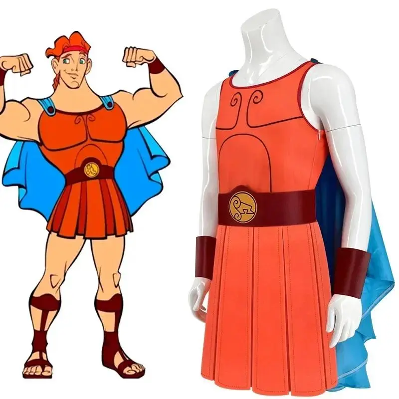 Hercule Cosplay Fantasy Jumpsuit Vest Cape Costume Outfits Men Halloween Carnival Party Male Role Play Outfit Suit