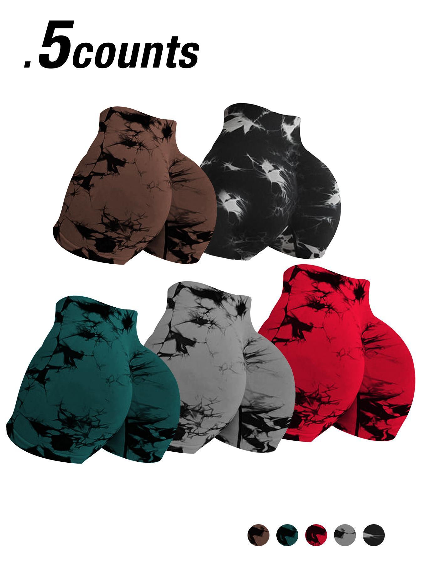 Women's Tie Dye Print Sports Shorts, Casual Comfy Breathable High Waist Skinny Shorts for Yoga Gym Workout Running, Ladies Sportswear for All Seasons, Athletic Shorts, Athleisure Shorts, Comfy Stretchy Shorts