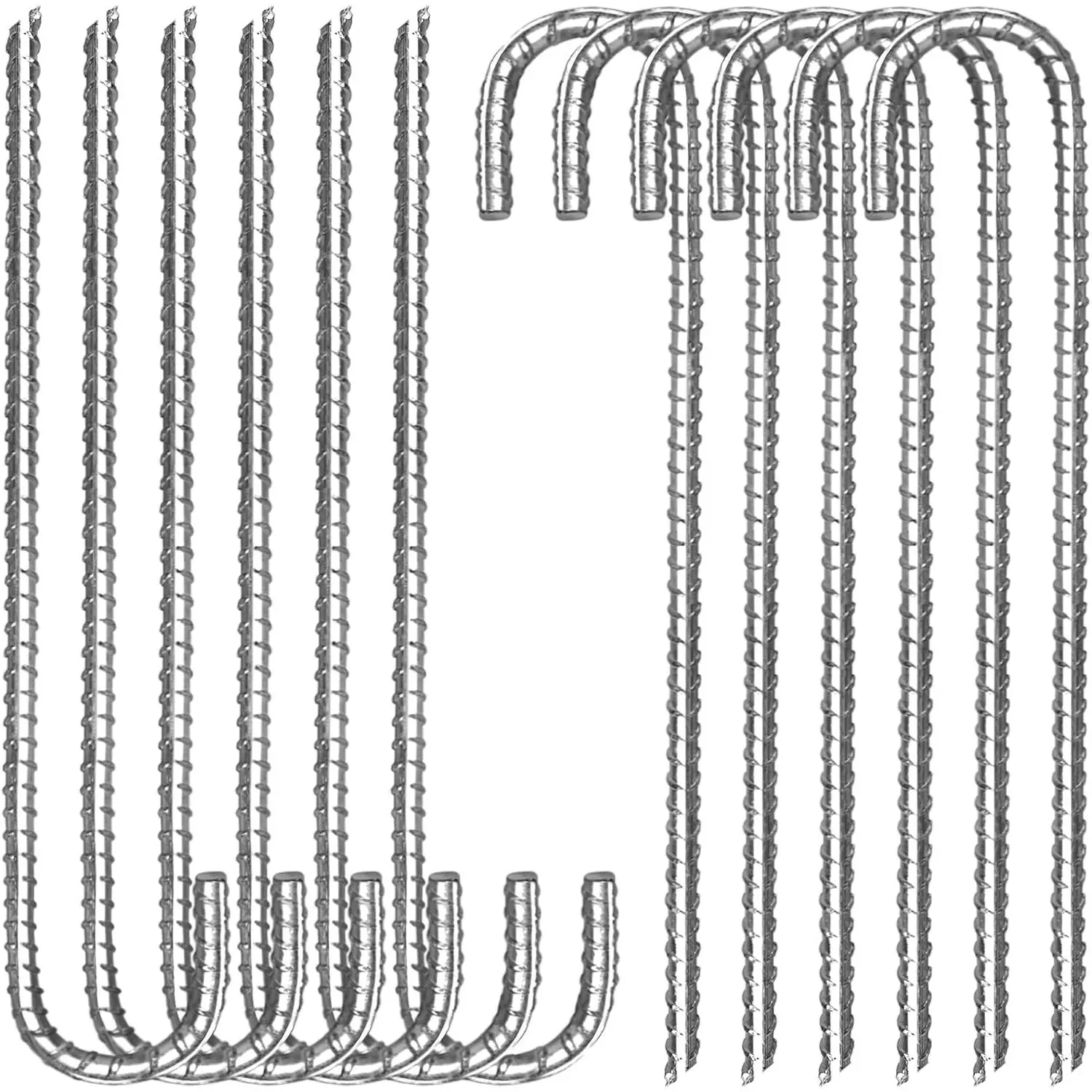 12 Pack 12 Inch Rebar Stakes Heavy Duty J Hook Ground Anchors, Anti Rust Metal Steel Tent Stakes Garden Fence Stakes,