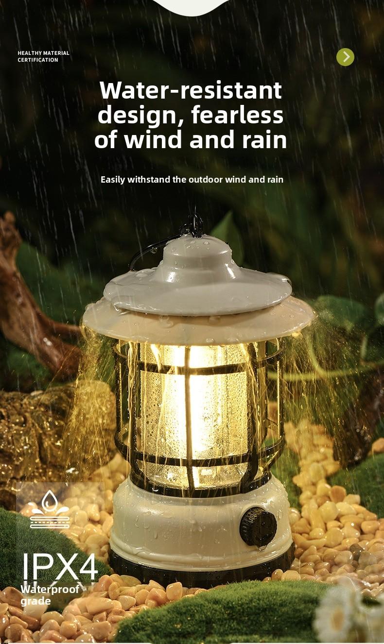 Outdoor Camping Lantern USB Rechargeable LED Light Long Lasting Battery Retro Tent Lamp for Night Market Party Atmosphere Lighting Portable Hiking Lanterns