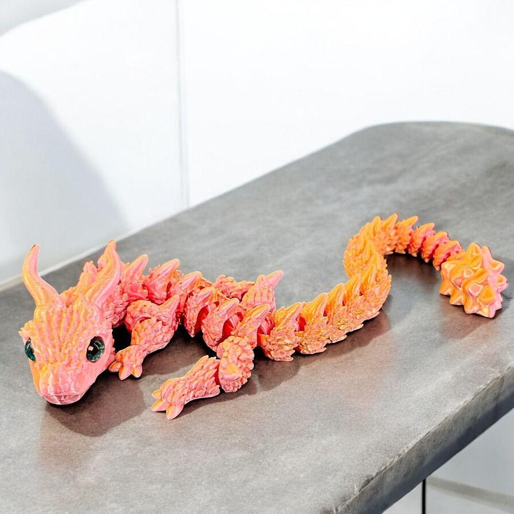Simulated Eye 3D Printed Dragon All-in-one Molding Chinese Dragon 3D Printed Diceratops Dragon Rotatable Flexible