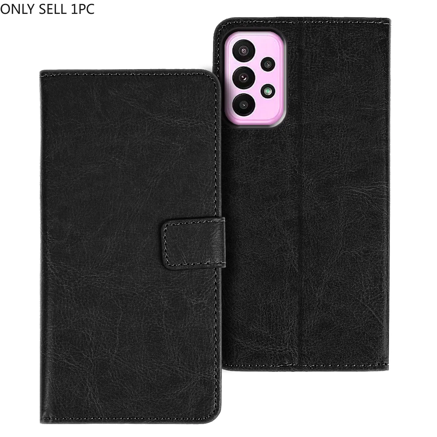For Samsung Galaxy A10 A12 A13 A14 A15 A16 A17 A20 A21 A21s A22 A23 A24 A25 A26 A30 A31 A32 A33 A34 A35 A36 A40 A42 A50 A52 A53 A54 A55 A56 A70 A72 A73 Case PU Leather, Black, Card Slot With Kickstand Wallet Flip Protective Phone Case Cover