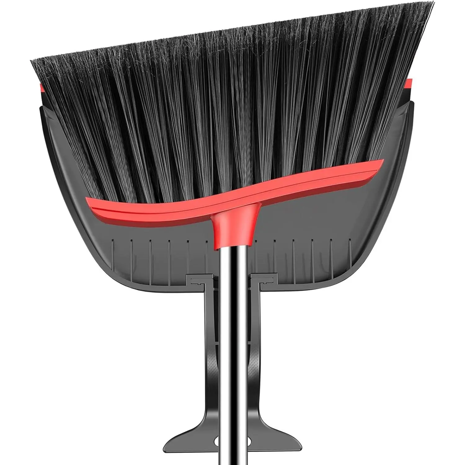 Broom and Step-on Dustpan Set, 59-in Adjustable Long Handle Broom with Dustpan Combo Set Outdoor Angle Broom for Sweeping Indoor Dust Pet Hair for Cleaning Kitchen Garage Deck Patio, Black&RedGift.