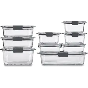Glass Food Storage Containers, Assorted Sizes, Set of 9, Clear