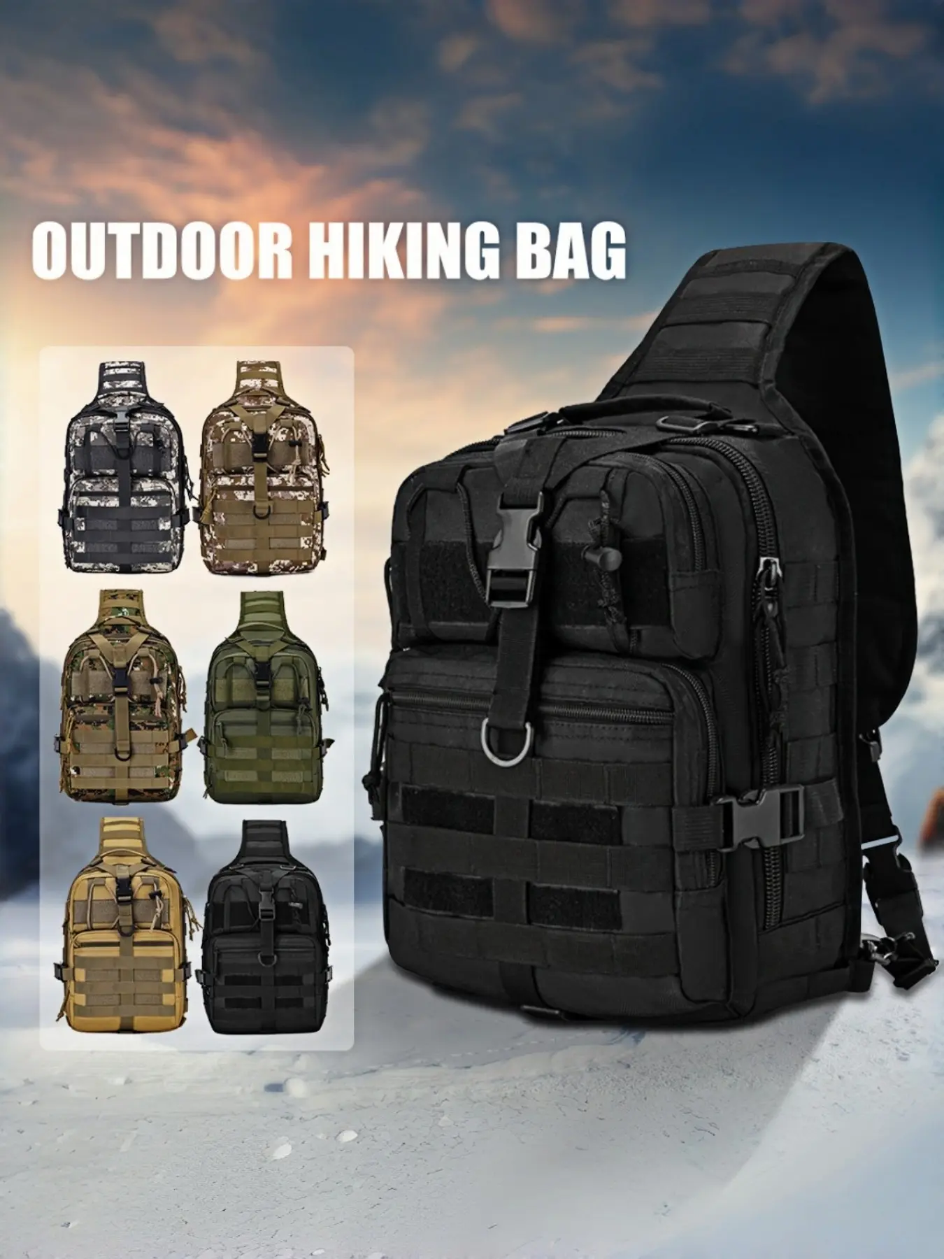 Men's Military Tactical Shoulder Chest Pack, Waterproof Edc Crossbody Backpack, Hiking Camping Fishing Hunting Daily Outdoor Use