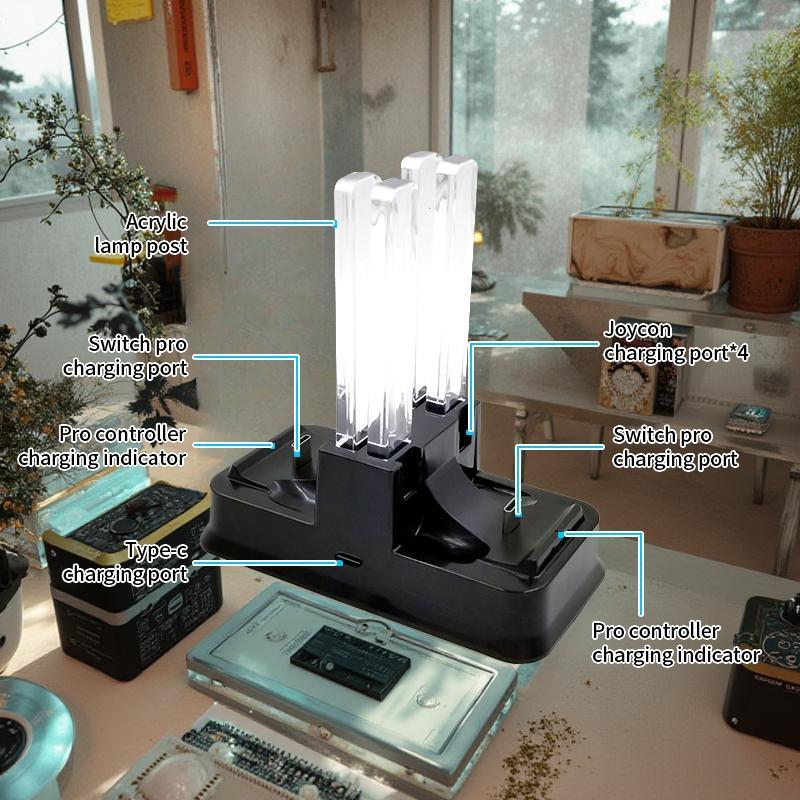 Controller Charging Station, Controller Charger with Charging Indicator, Console Accessories for Nintendo Switch & OLED Model