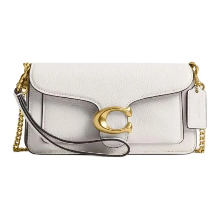 COACH Tabby 19 Crossbody Bag for Women – Leather, Logo-Emblazoned, Small, White