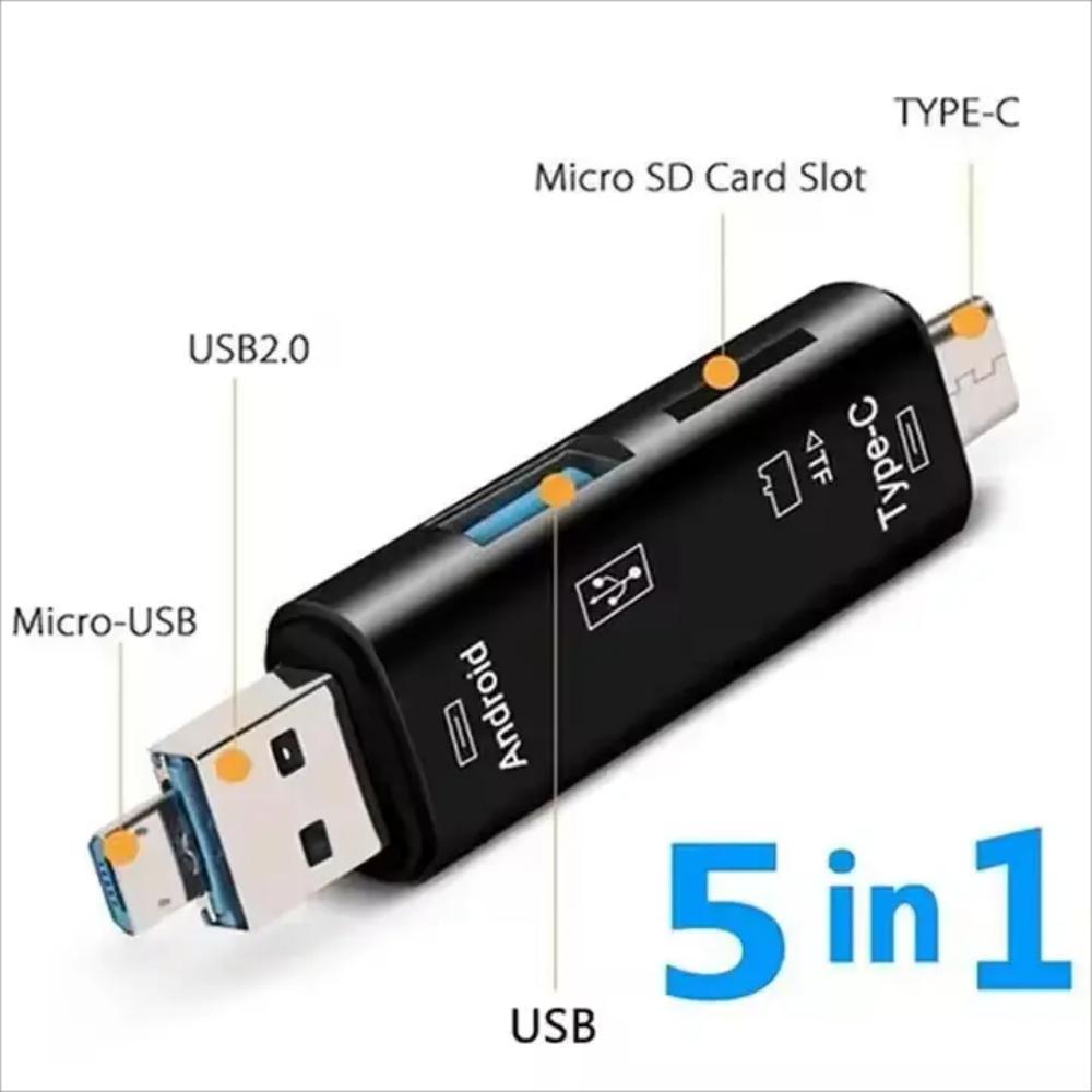 5 in 1 Multifunction USB 2.0 Type C USB Micro USB SD TF Memory Card Reader for Android Computer Dock OTG Type C Adapter