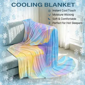 Iridescent Marble Pattern Double-Layer Cooling Blanket, Ultra-soft Summer Cold Blanket, Lightweight Breathable Throw Blanket for Bedroom, Sofa and Office, Bed Blanket #GLOBAL PICKS