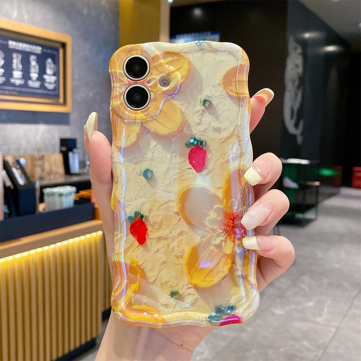 Colorful Retro Oil Painting Floral Case for iPhone 17 16 15 14 13 12 11 Pro Max ,Flower Pattern Cute Curly Wave Frame Phone Case Camera Protection, Soft Protective Cover for Girls & Women