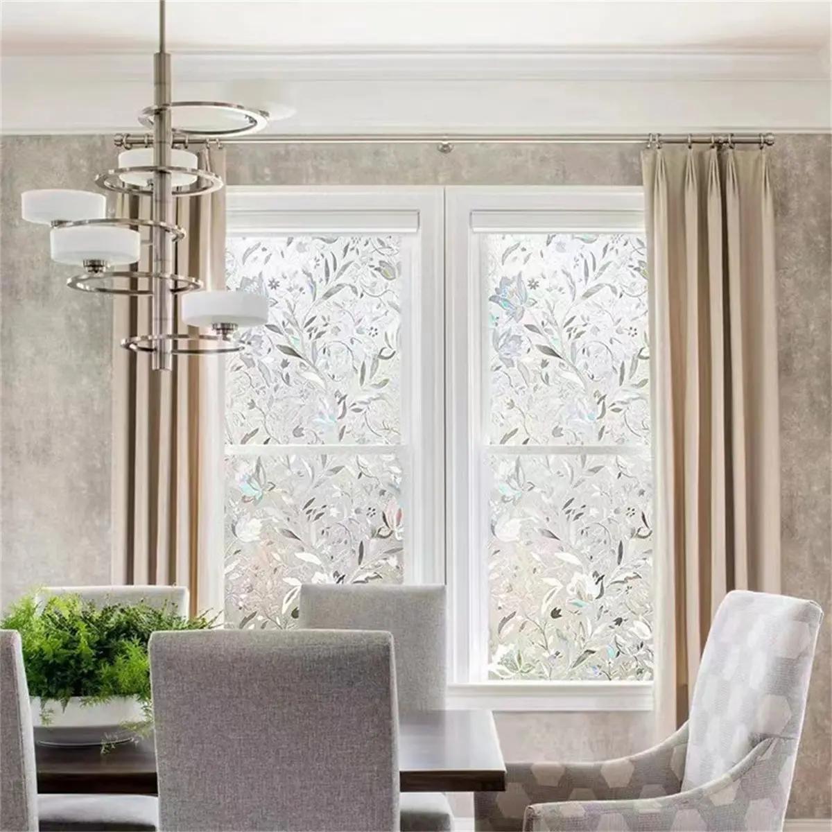 Elegant Tulip Floral Privacy Window Film, Self-Adhesive No Glue, Transparent Non-Sensitive Floral Design Decorative Glass Sticker, Easy Peel & Stick, Office Living Room Decorative Stickers, Floral Pattern Sticker