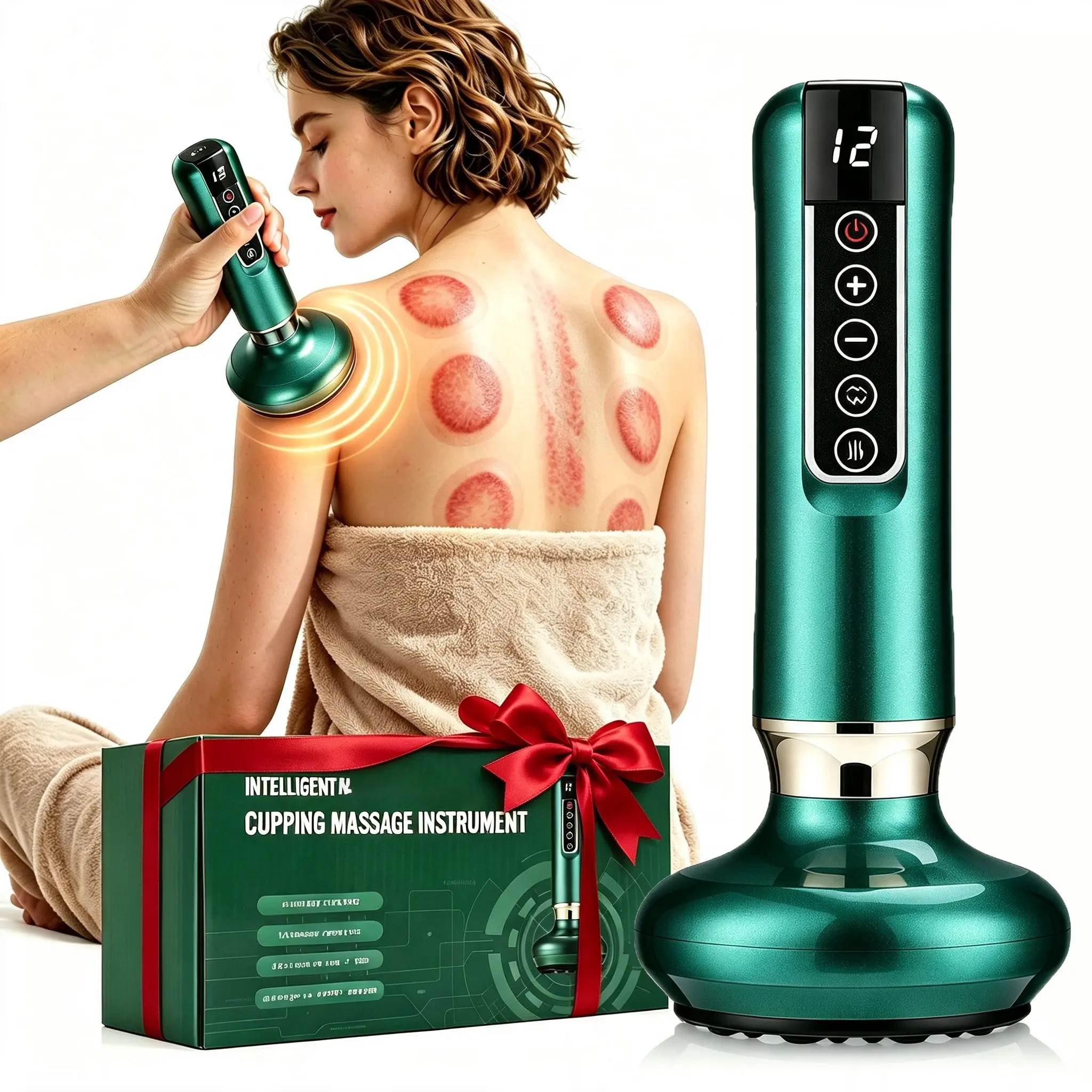 Electric Cupping Massager, Red Light Heating Vacuum Suction Gua Sha Tool, Cordless Body Shaping Massage Tool, Personal Care Appliances for Women