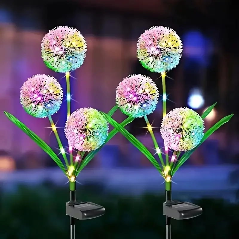 1/3 Head Plug-In Solar Outdoor Onion Light, Sparkling Star Burst Spherical Light, Rainbow Color Changing Fairy Light, Suitable for Gardens, Umbrellas, Eaves, Gardens, Trees, Tents, Christmas Decorations, Family Gift Lights, Waterproof IP65