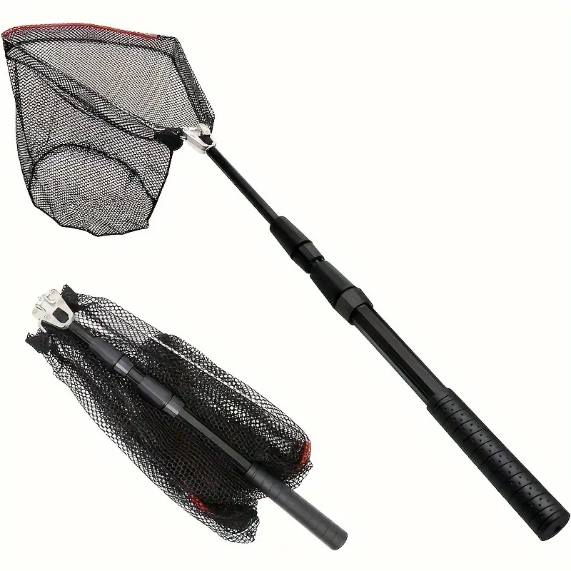 Adjustable Triangle Fishing Net, Aluminum Alloy Automatic Folding Landing Net, Extendable Rod, Non-Slip Handle, Durable Nylon Mesh, Telescopic Landing Net