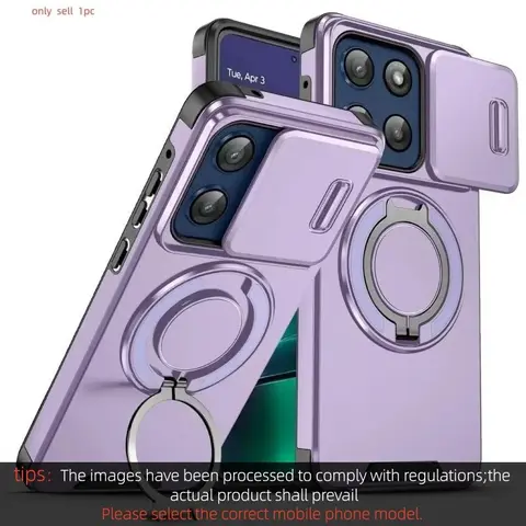 Heavy Duty Armor Magnetic Ring Holder Slide Lens Protect Smartphone Protective Case For MOTO G Power G Play G 5G G Stylus 5G 2026 2025 2024 PC Cover
