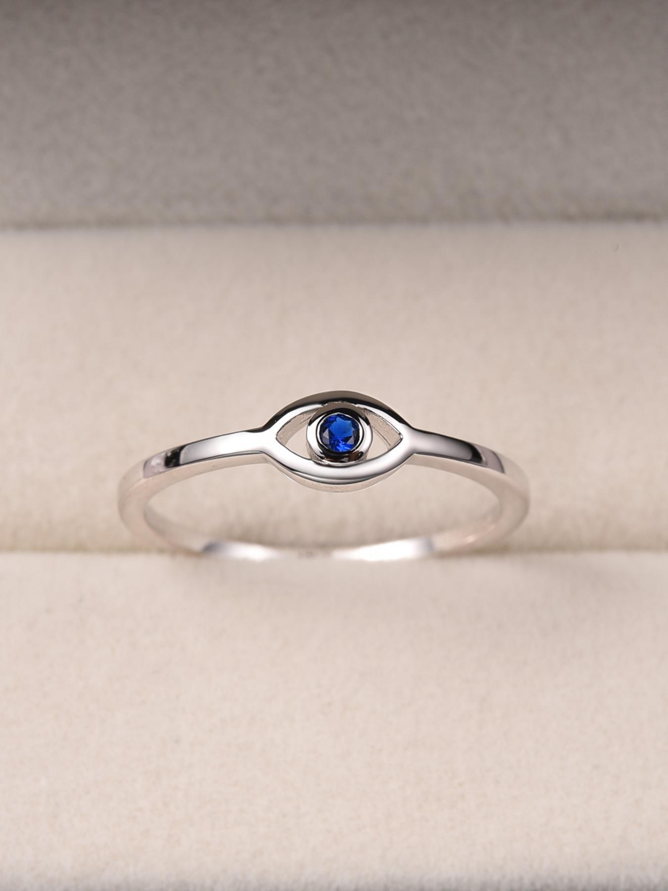 925 Sterling Silver Vintage Eye Design Ring, Fashion Artificial Zircon Decor Ring, Vintage Inspired Ring for Party, Daily Decor, Trendy All-match & Exquisite Jewelry for Gift, Vintage Rings