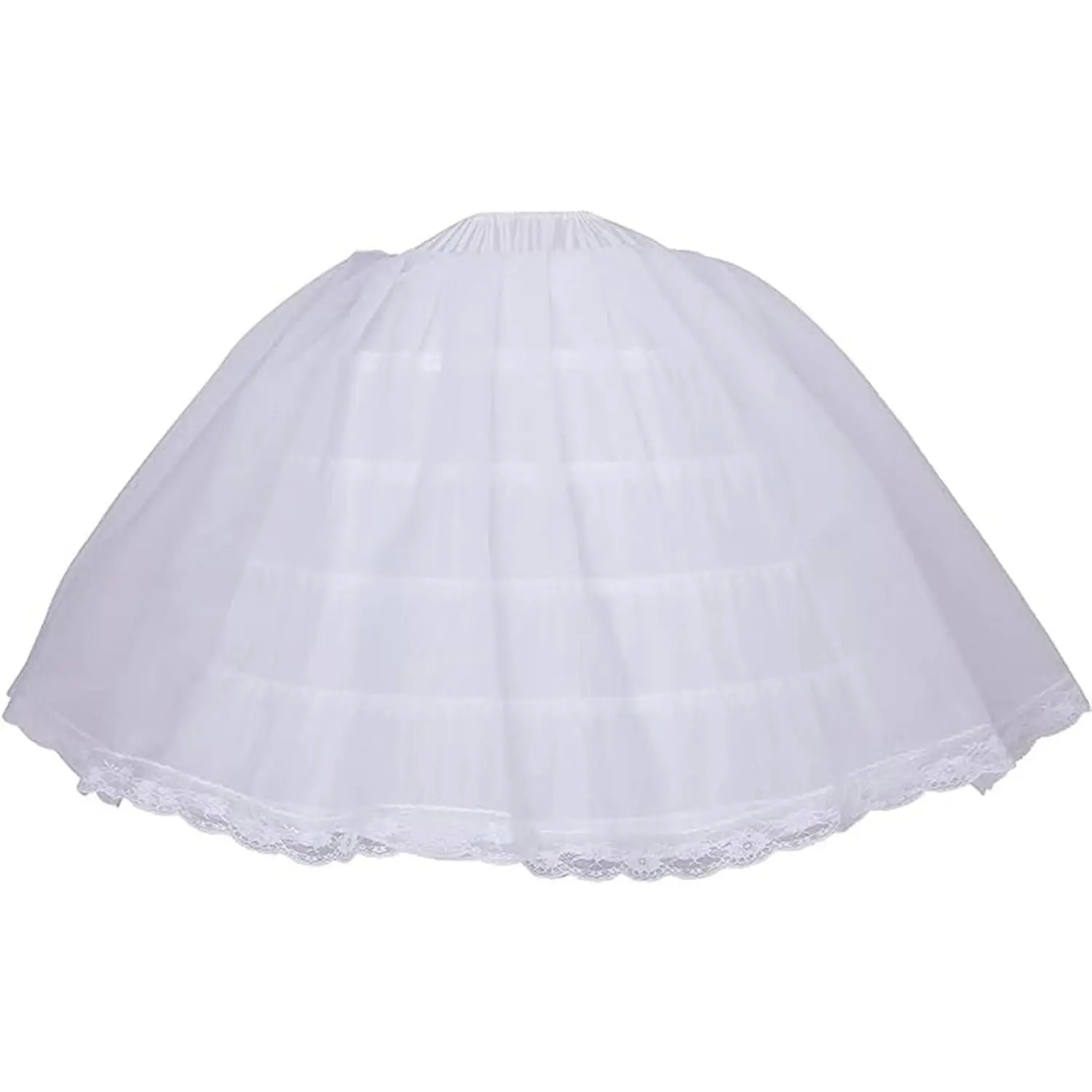 Women's Puffy 6-Hoop Petticoat with 2 Tulle Layers - Long Crinoline Slip for Quinceanera, Wedding & Bridal Dresses(Gift)