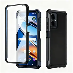 Phone Case for Cricket iCon 2026/ATT Propel 3 5G with Screen Protector Full Body Military Grade Shockproof Protection Silicone Bumper Frosted PC Back Black