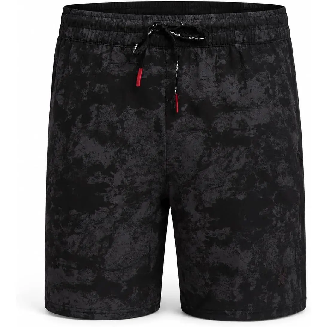 Spyder Men's 7" Lightweight Stretch Nylon Gym Shorts - Flexible, Active, Breathable Men's Shorts with Zipper Pockets, Balanced Performance for Workout, Running, Athletic, Black/Spyder Red, Adjustable Waistband Men's Shorts, Drawstring