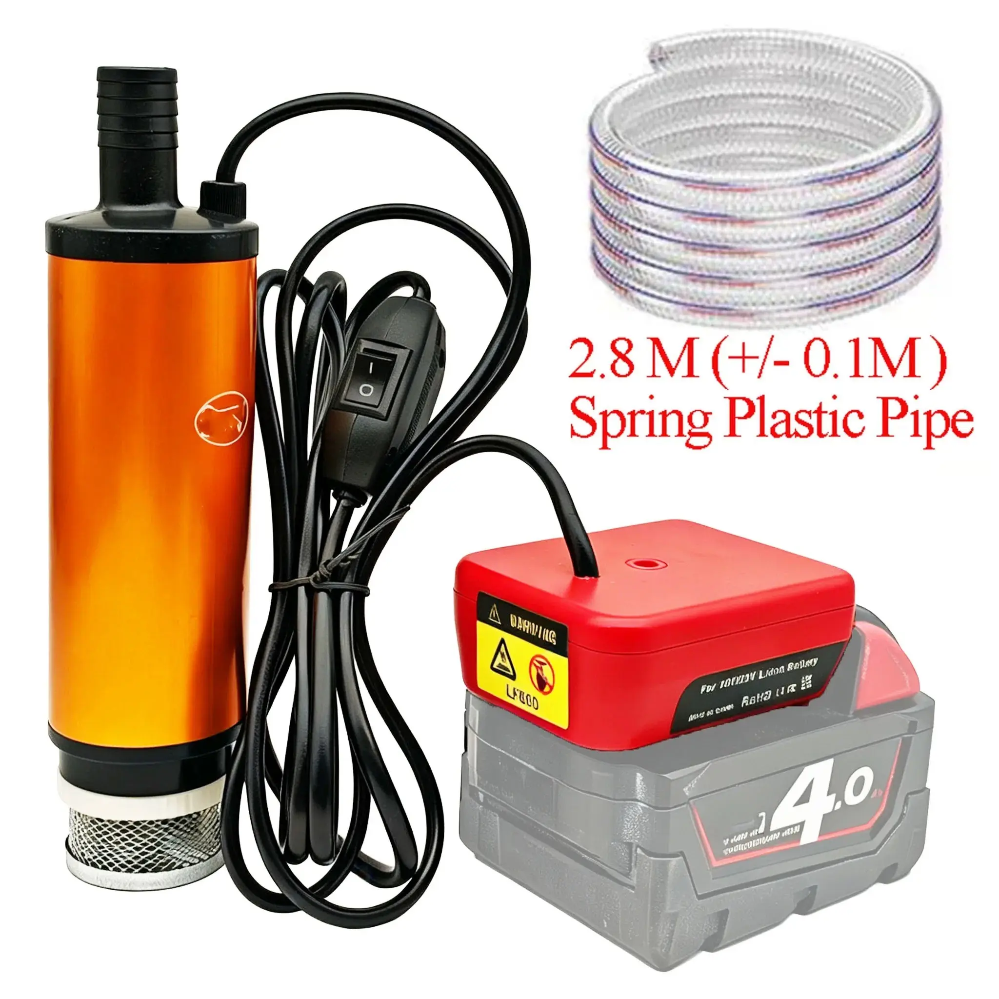 Portable Oil Well Drainage Pump Compatible with Milwaukee 18v Lithium Battery, Powerful Efficient Water Extraction Tool for Outdoor Use, Battery Powered Pump