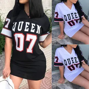 New women's dress, casual hip-hop style, 07 letter print, spring/summer short-sleeve T-shirt dress for women