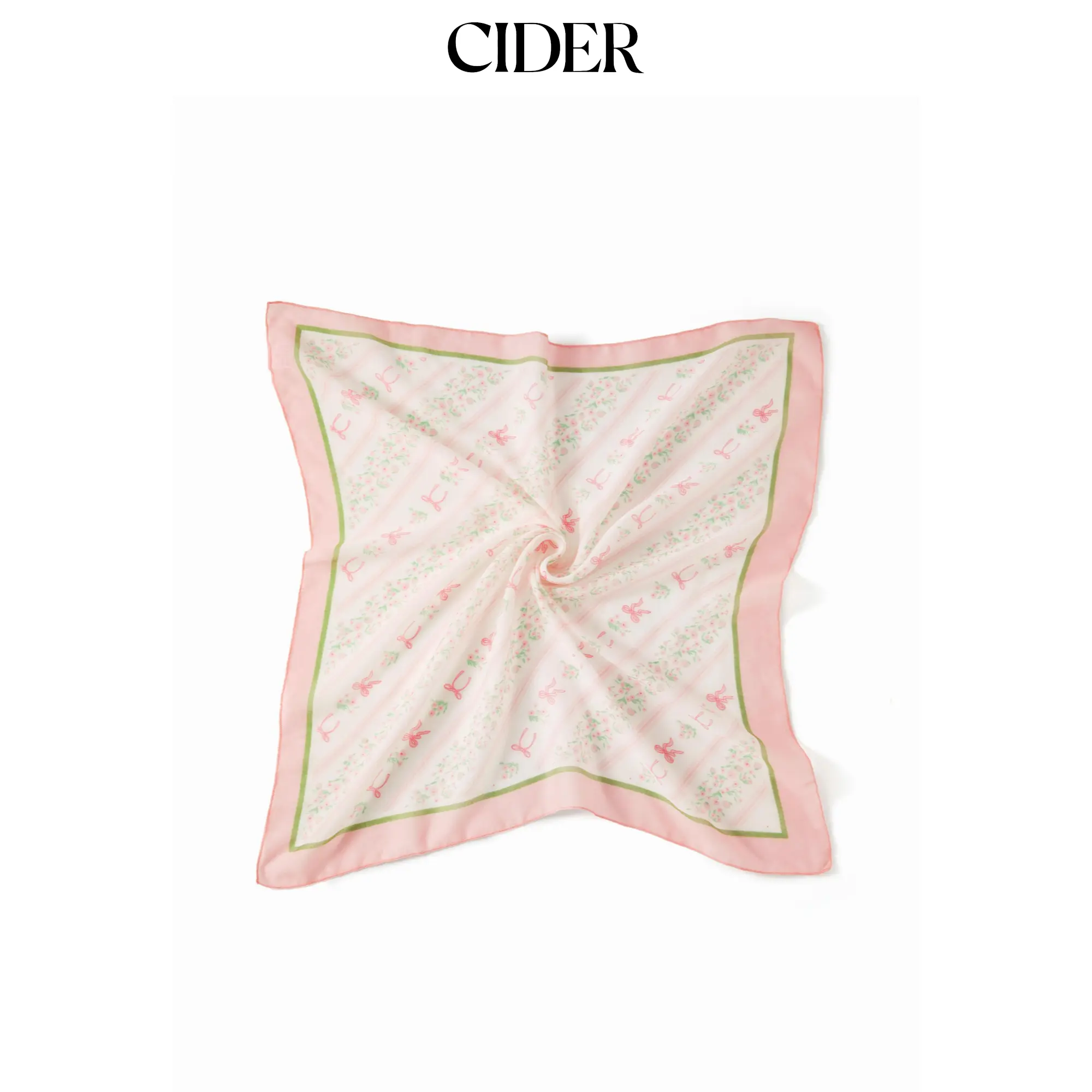 Cider BOWKNOT & FLORAL SQUARE HEADSCARF