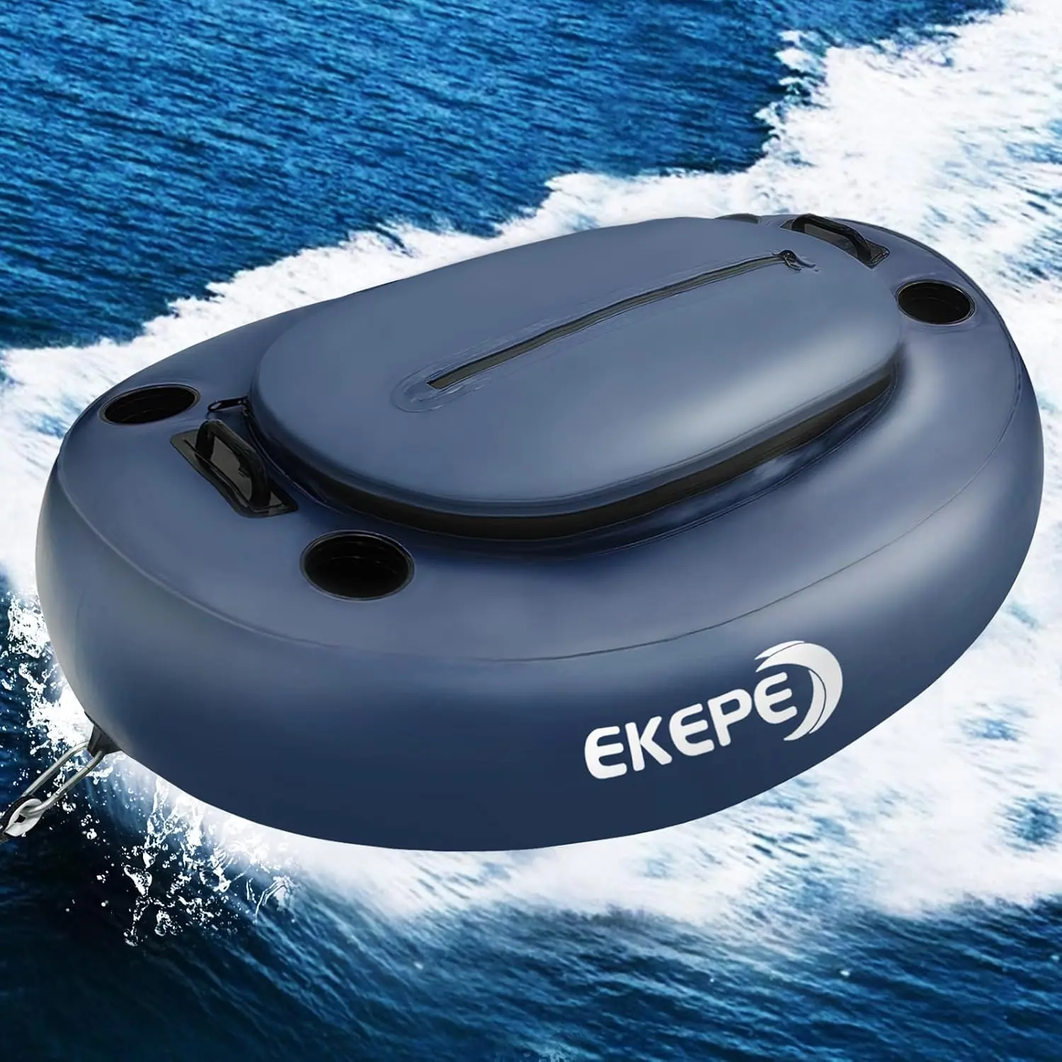 EKEPE 40 QT Inflatable Kayak Floating Cooler - Heavy-Duty PVC Vessel with Tow Rope, 4 Cup Holders, Dry Storage for Kayaking, Boating (Outdoor Enthusiasts)