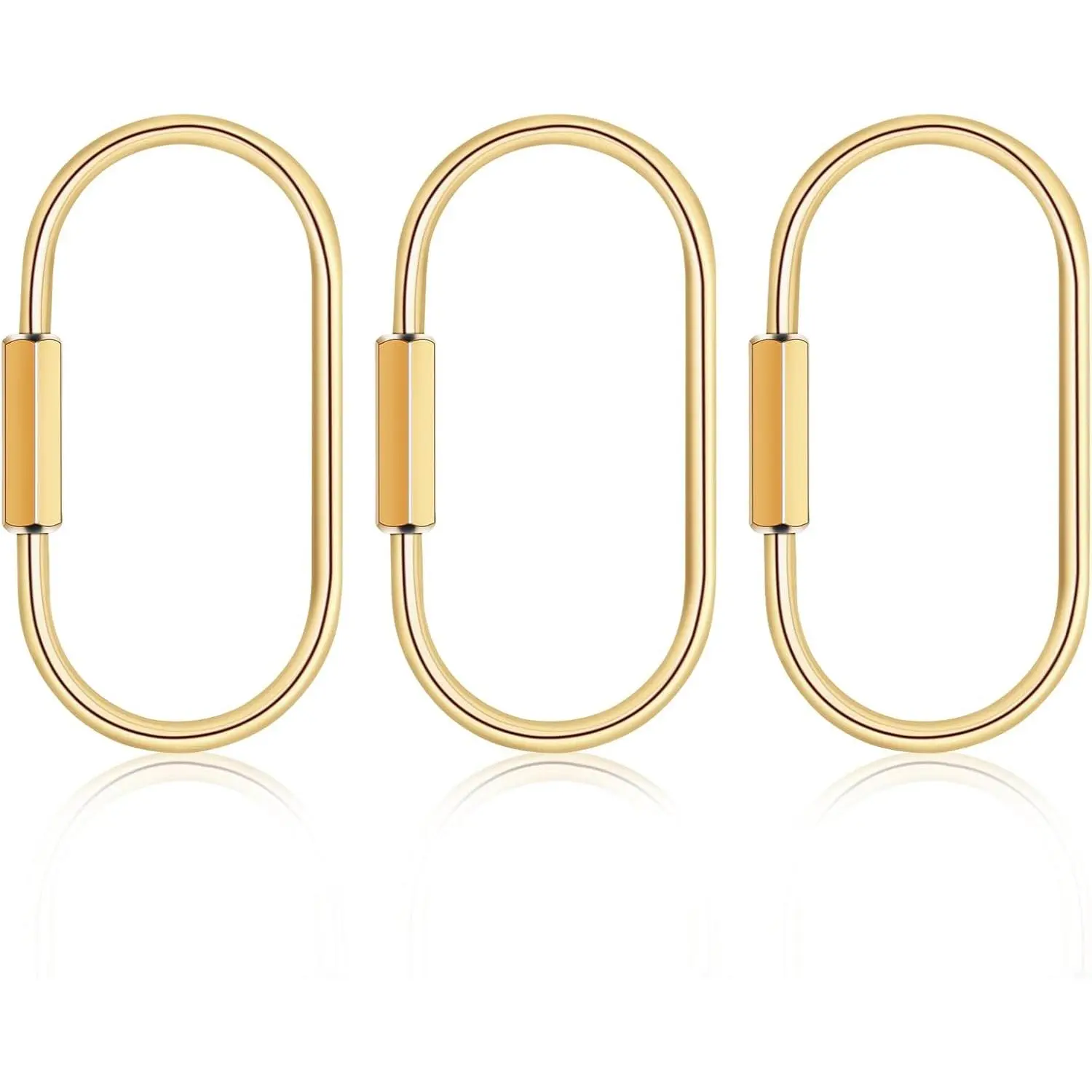 3 count Brass Key Ring with Screw Lock - Durable  Carabiner  Clip for , Bags, Handbags, Men & Women,   Key Ring, Carabiner Locking Purse and Bag Charms Accessory