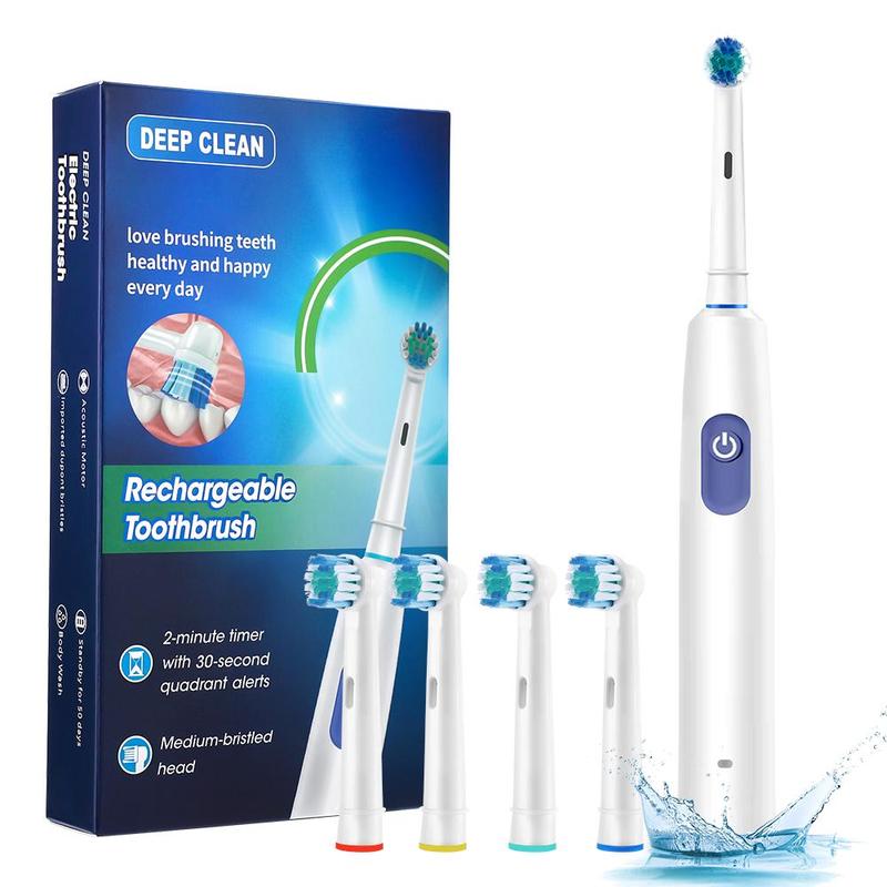 Electric Toothbrush Set with Replacement Brush Heads, Rotatable Toothbrush with 5 Modes, Oral Care Teeth Cleaning Toothbrush