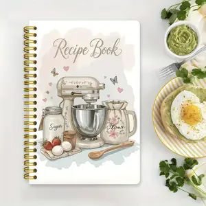 Twin-Wire Spiral Home Recipe Planner Notebook, Coil Bound Cooking Diary & Meal Organizer Journal, Practical Kitchen Stationery Gift for Home Chefs & Cooking Lovers
