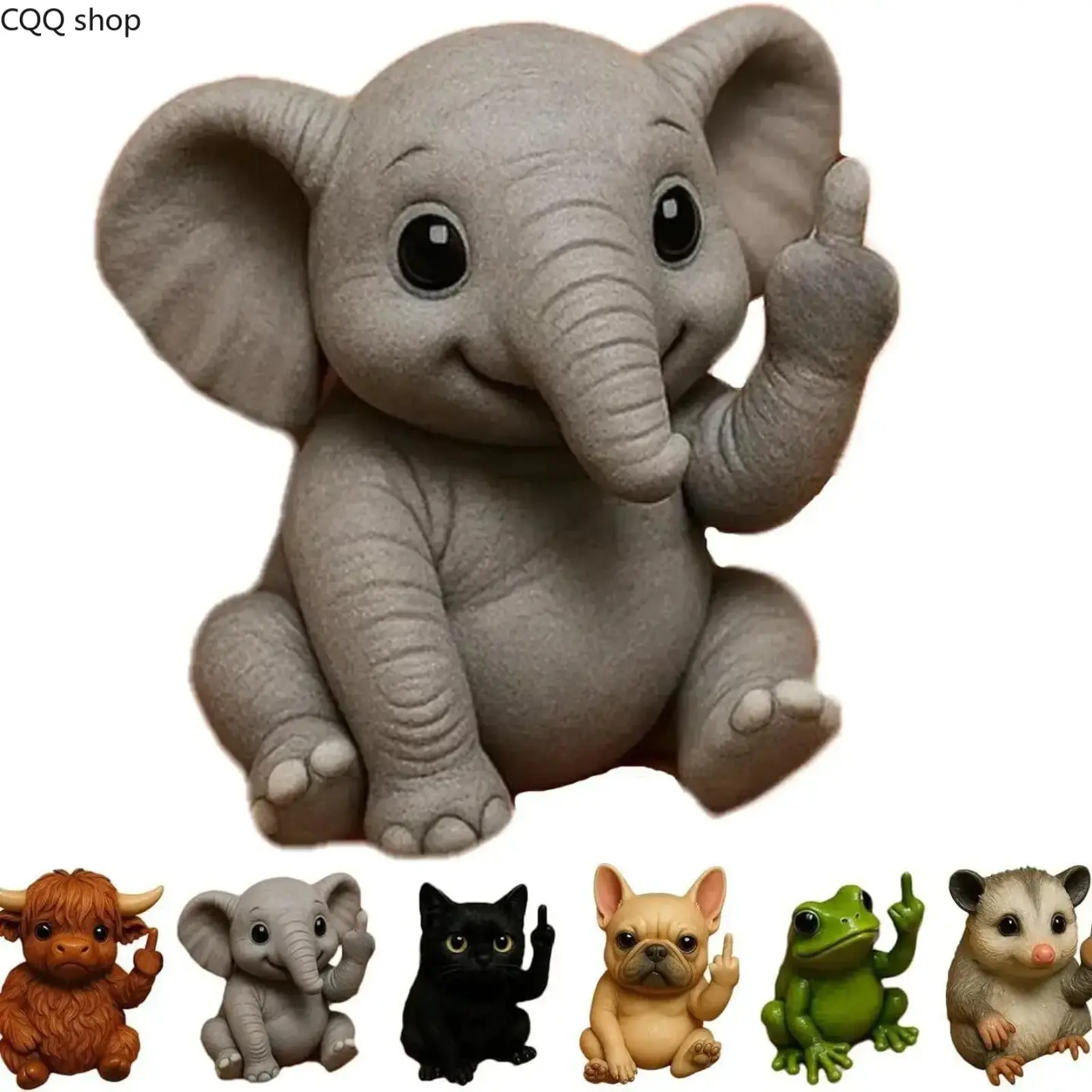 Fun Mini Middle Finger Animal Statue, Animal Middle Finger Desktop Statue, Funny Middle Finger Animal Desktop Decoration, Home Decoration Sculpture for Office Desk Gift (Elephant)