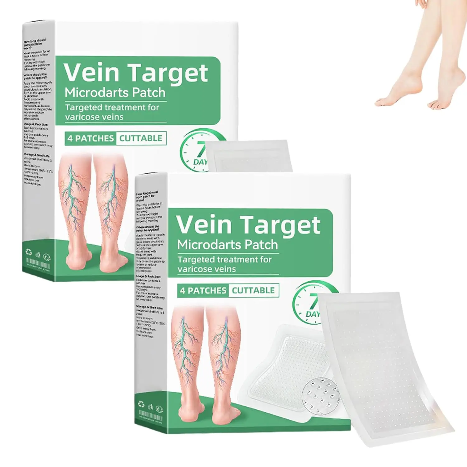 Vein Target Microdarts Patch, 2026 New Leg Varicose Veins Patchs, Vein Target Patch, Relieves Leg Discomfort, Moisturizes And Smooths Skin.(2PCS)