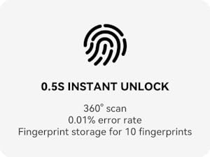 Padlock, Locker Lock, Gym Lock with TUYA App, IP67 Waterproof, 10 Fingerprints, Stainless Shackle for School Locker, Fence, Gym Locker & Gatres