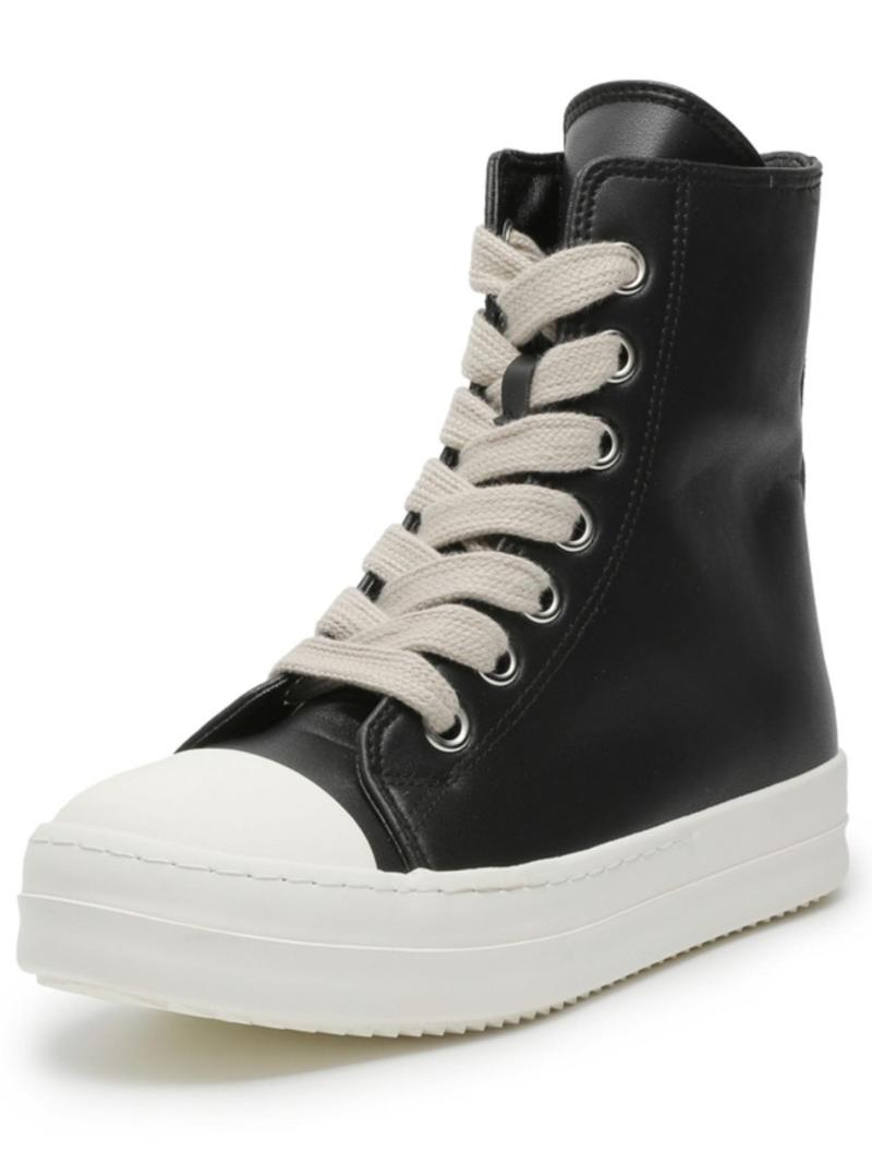 Fashion High Top Leather Men's Outdoor Casual Shoes, Recommend Sizing Up for Comfort, Lightweight and Breathable for Daily Wear