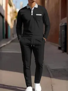 Men's Two-Piece Set, Christmas Gift, Friday, Spring Summer Fall Clothing, Casual Loose Fit Blazer Pants, High Waist Elastic Pants