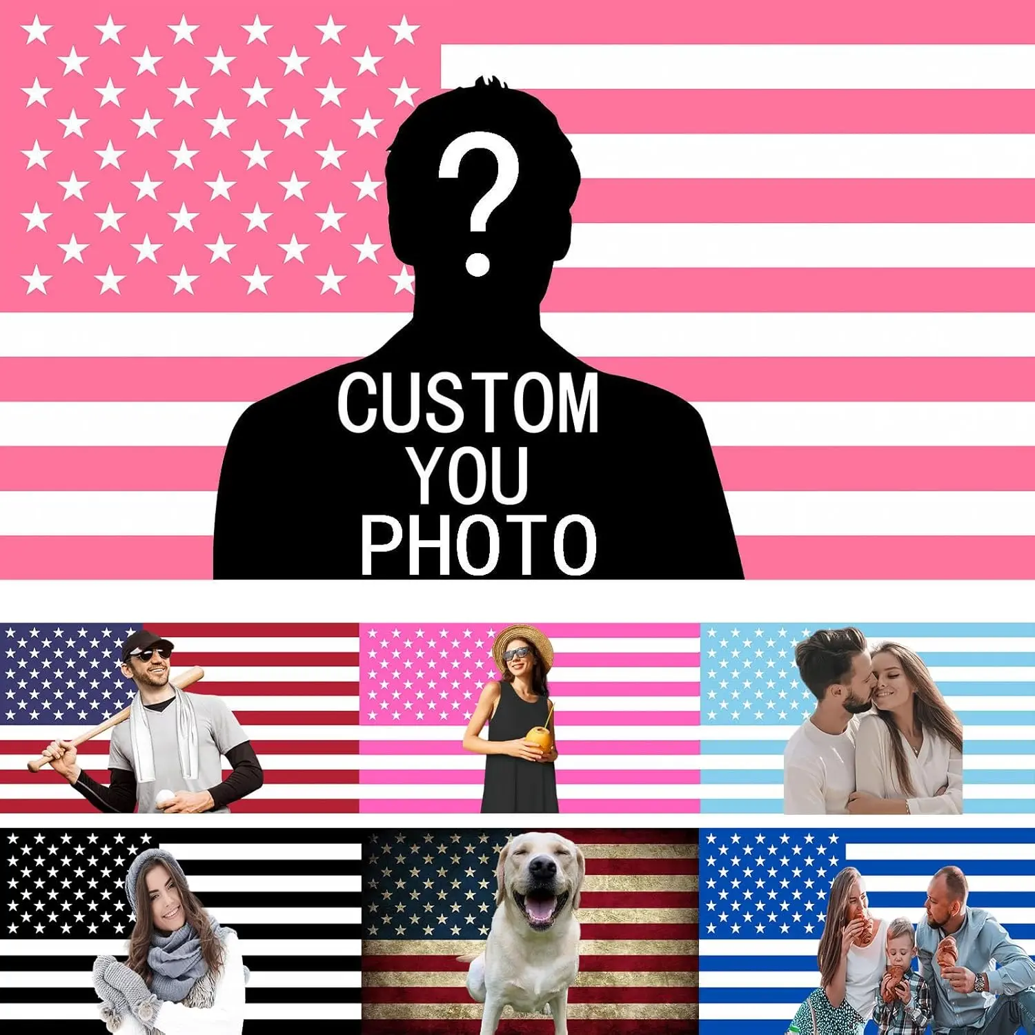 Custom Pink American  Custom Design Your Photo Text.Personalized Banner Tapestry For Indoor Outdoor Bedroom Decorating Gifts