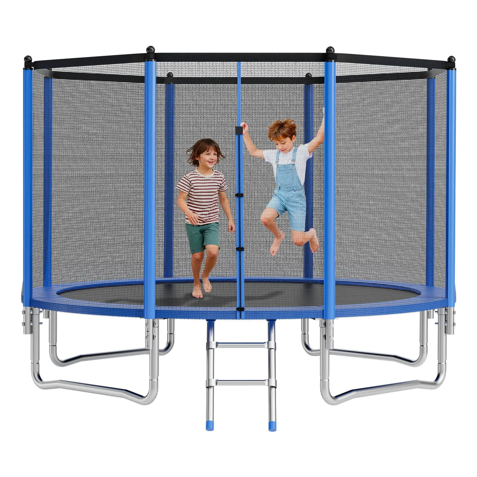【DealsForYouDays】VEVOR Outdoor Trampoline, 12FT Round Recreational Trampoline with Enclosure Net, ASTM Approved, Heavy Duty Trampolines, Max 400 lbs Weight Capacity, Anti-Rust Backyard Trampolines for Kids & Adults