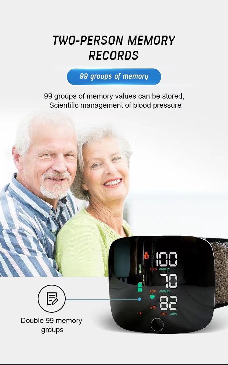 High-brightness touch screen LED rechargeable blood pressure monitor, home blood pressure monitor, wristband blood pressure monitor, digital blood pressure device, heart rate and pulse measuring instrument