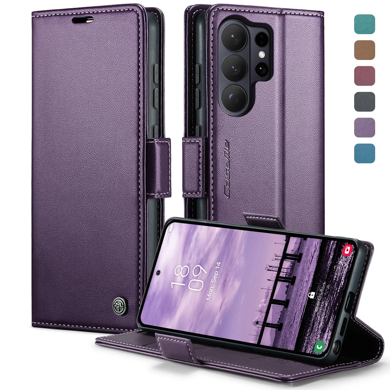 (Case & Nova.) Case Me 023 Slim PU Leather Wallet Flip Phone Case, Magnetic Closure Kickstand Shockproof Protective Cover with   other  Card Slots for Samsung A73,  A57, Z Fold 8, S26 Ultra, Note 20 invisible stand s23 series galaxy s22-s26