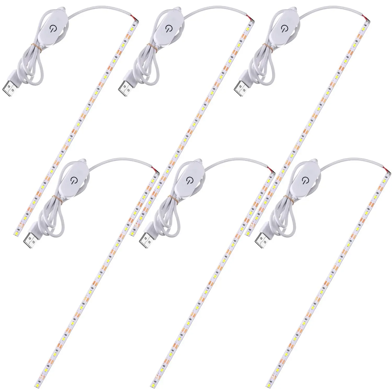 6 Pack Sewing Machine LED Light Strip with Touch Dimmer, 11.8 Inch 100 LEDs White Light, 4.76ft USB Power Cord Fits All Machines