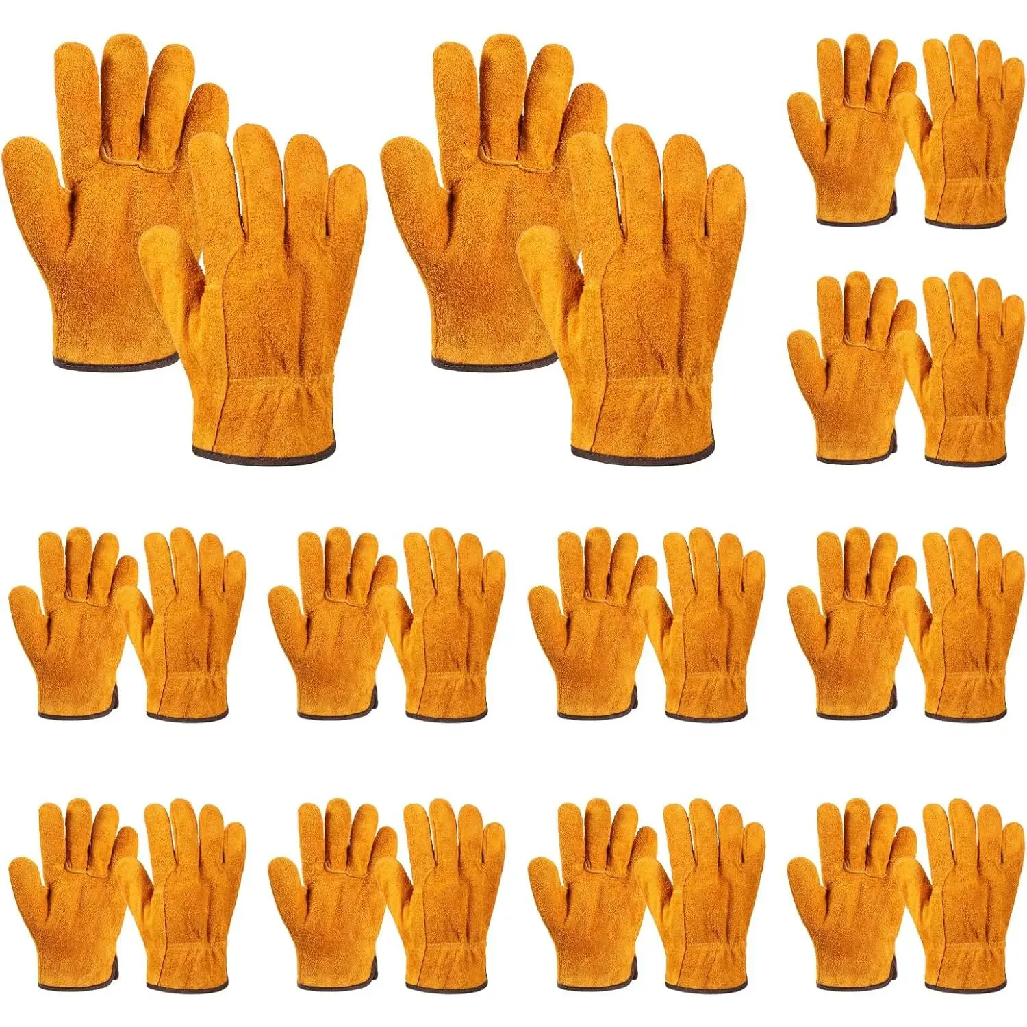 12 Pairs Leather Work Gloves for Men Women, Gardening, Construction, Wood Cutting, Driving, Automotive Repair