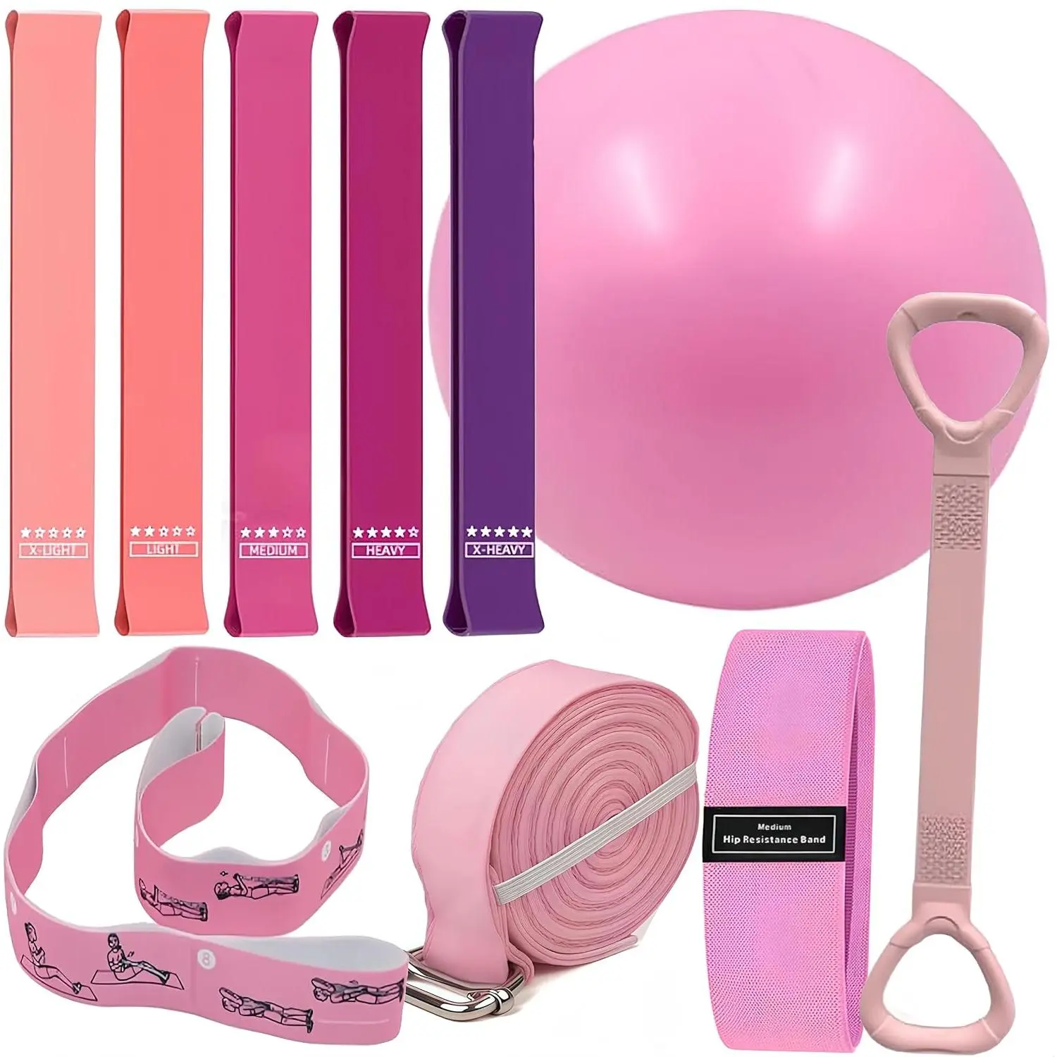 Pilates Set –  Pilates Equipment for Women Kit with Magic Circle Pilates Ring and Ball Set, Resistance Bands & Massage Balls & Exercise Bands for Toning,Flexibility & Core Strength