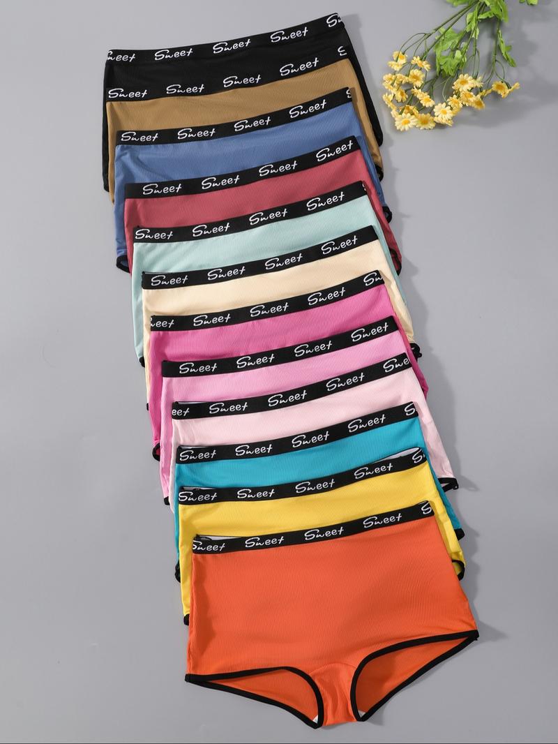 Women's Letter Tape Boyshorts, Soft Comfy Breathable Panty, Fashion Comfy Underwear for Daily Wear, Underwear for All Seasons