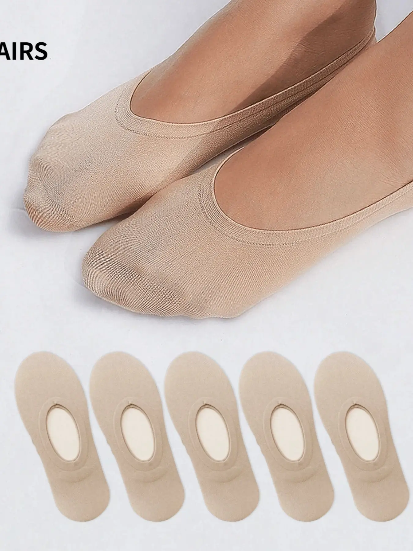5-Pack Women's Invisible Socks: Ankle Socks, Knee-Highs, Mid-Calf Socks, Invisible Socks, Women's Socks, Casual Minimalist Socks, Ultra-Thin Breathable Low-Cut Lined Socks, Non-Slip Seamless Socks for Low-Cut Shoes, Skin-Tone