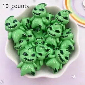 Mini Ghost Design Resin Ornament, 10pcs/set Cute Ghost Desk Ornament, DIY Jewelry Making Supplies, Party Gifts Ideas for Halloween Festival